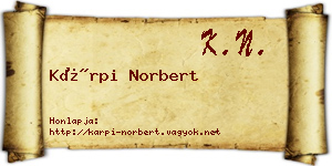 Kárpi Norbert névjegykártya